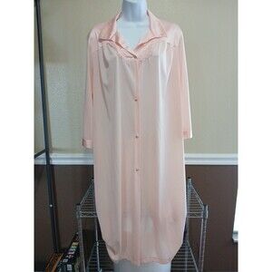 Vanity Fair Pale Pink Midi Nightgown House Dress Size M Grannycore Vintage 80s